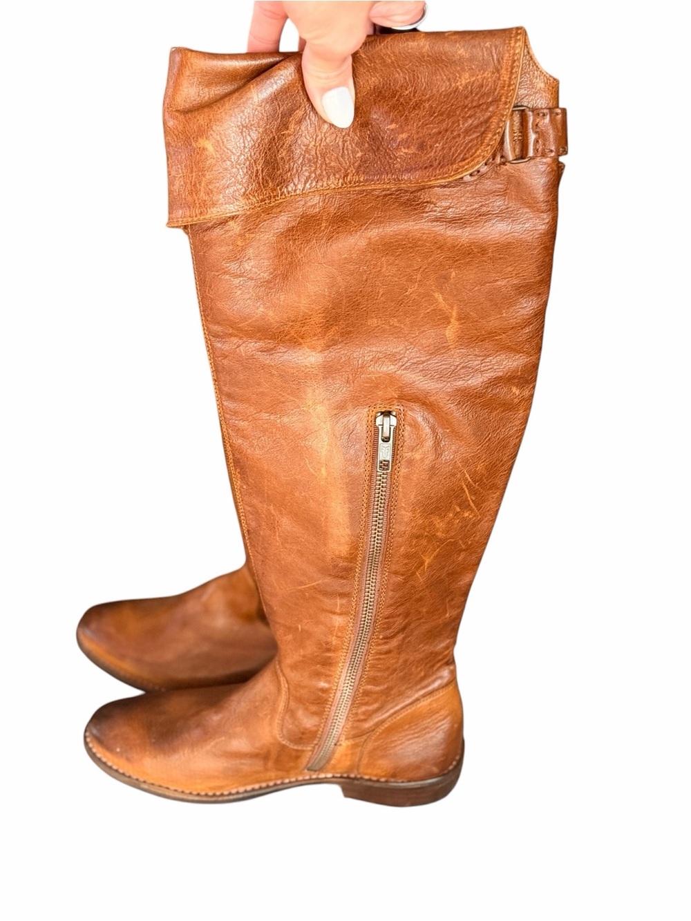 Frye Shirley Leather Knee-High Riding Boots - Brown